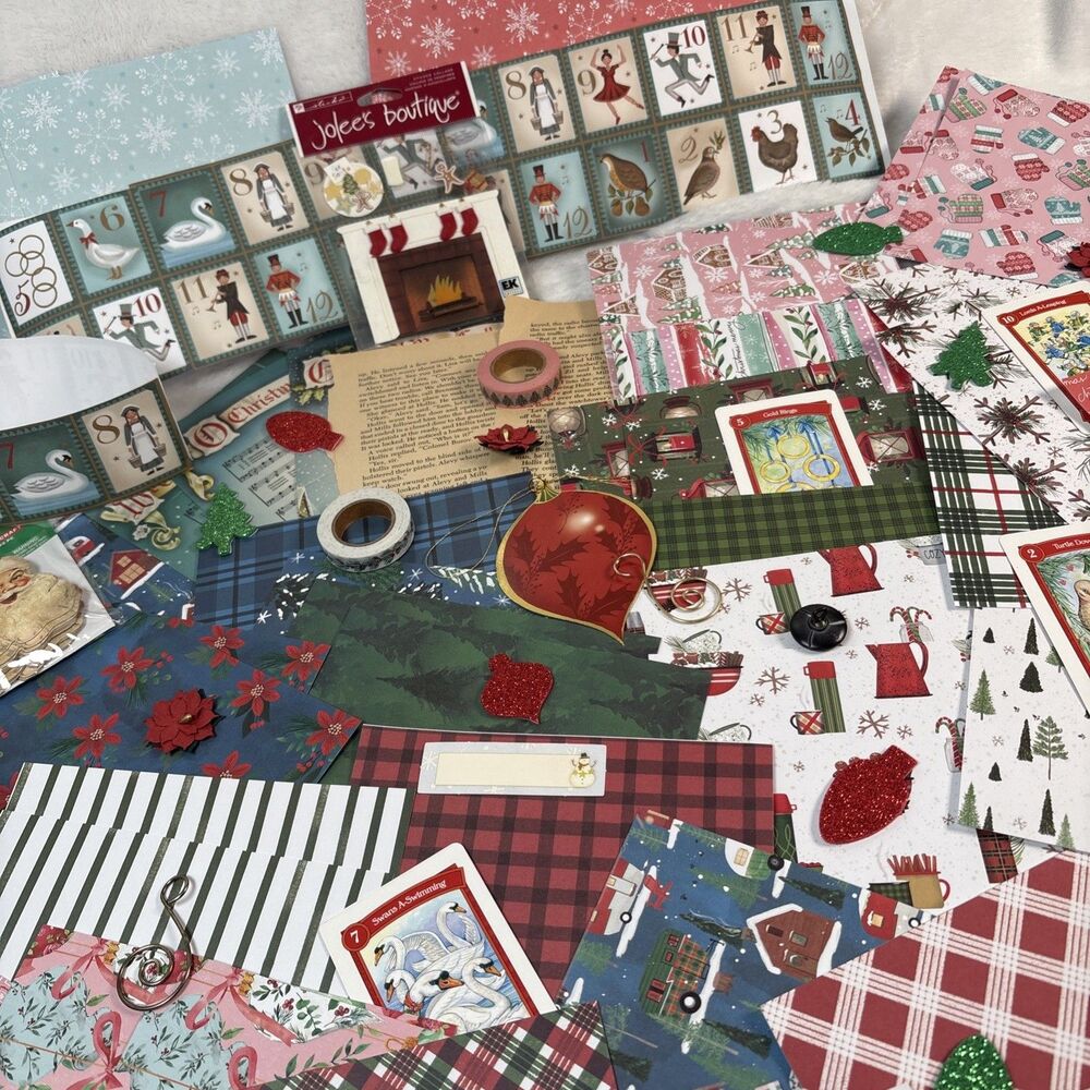 100+ Piece Junk Journal Supply Scrapbook Set Christmas Ephemera Mixed Media
